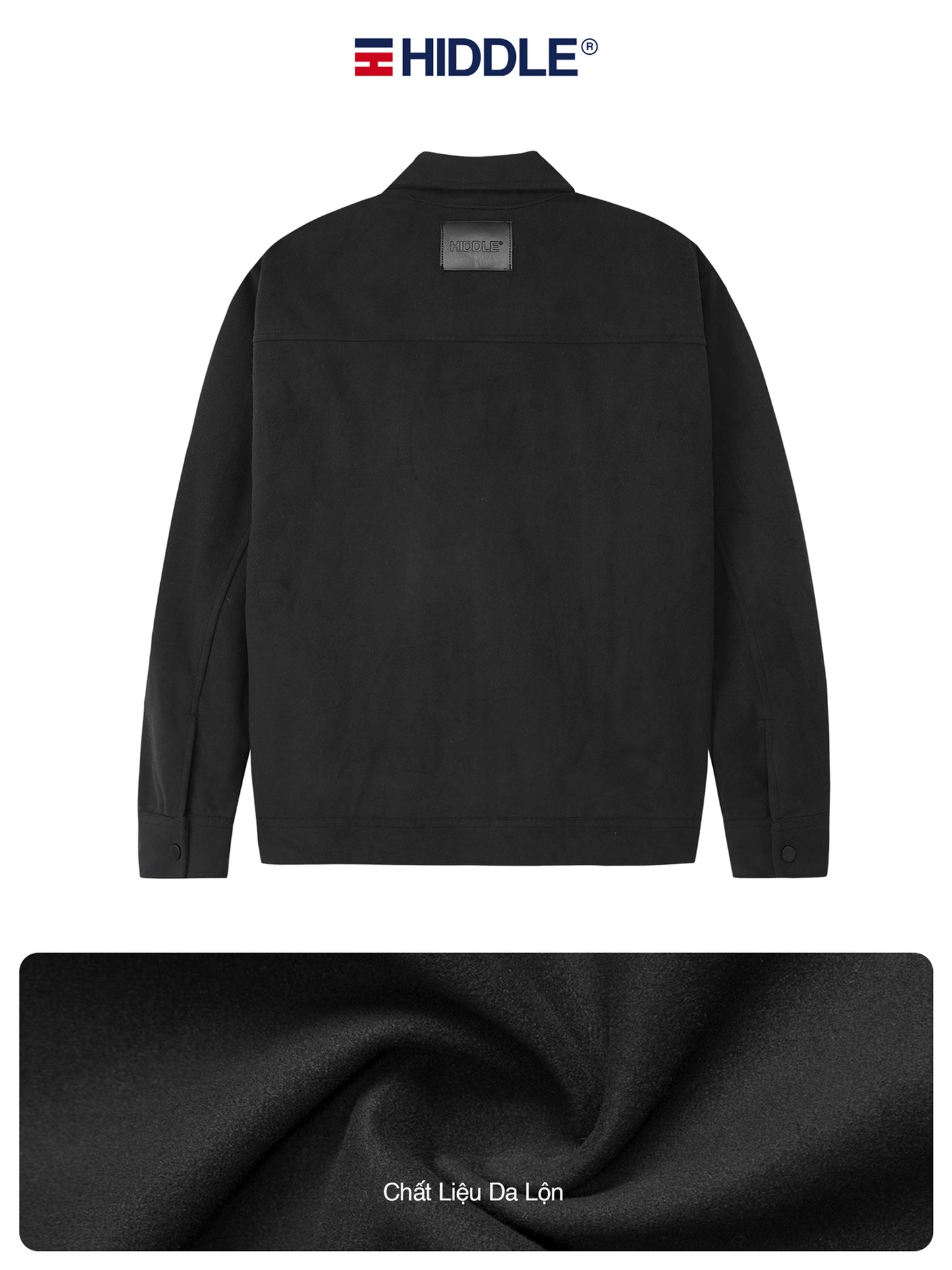 Black jacket with Hiddle logo on a white background