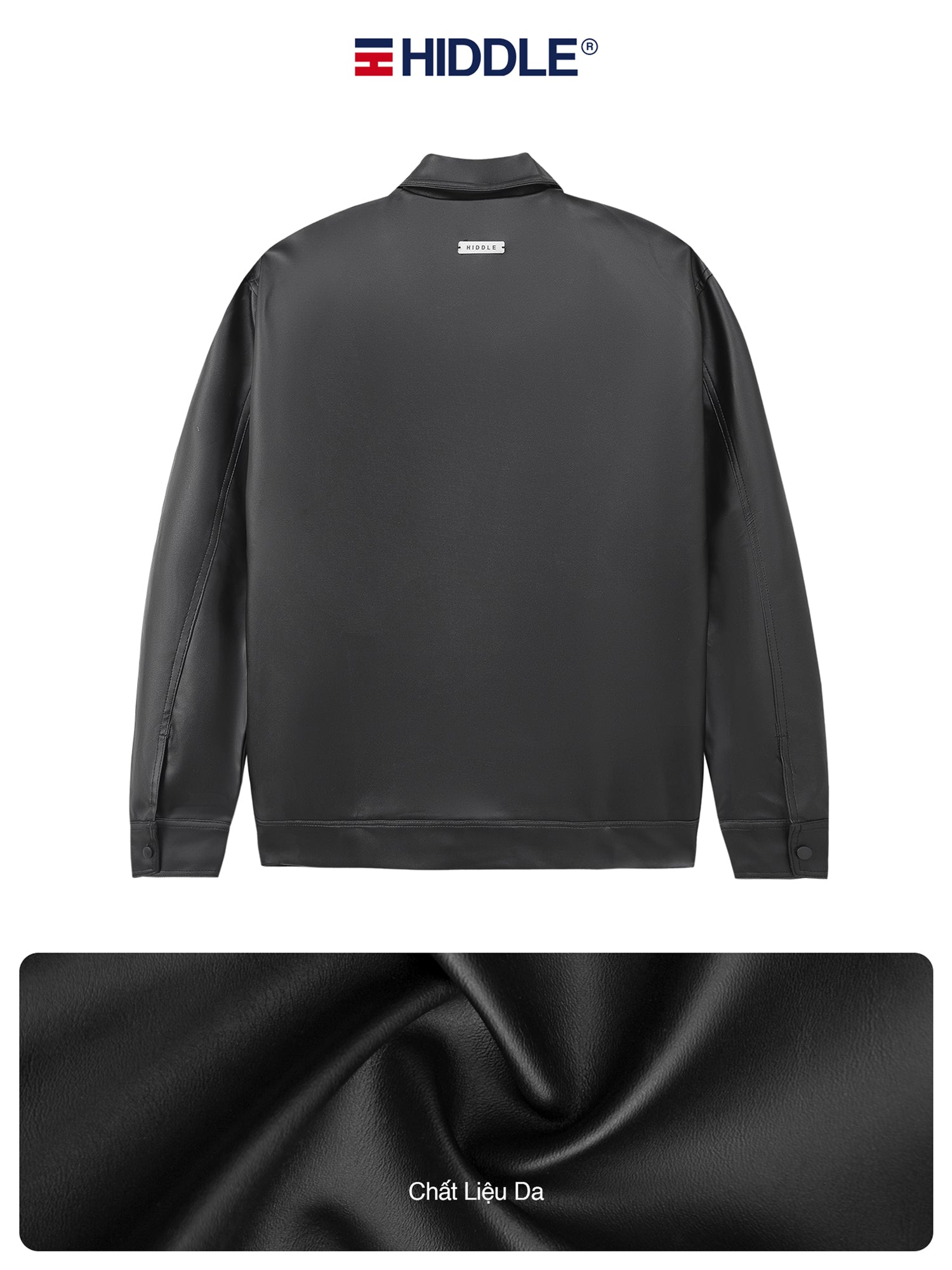 Black jacket with Hiddle logo on a white background