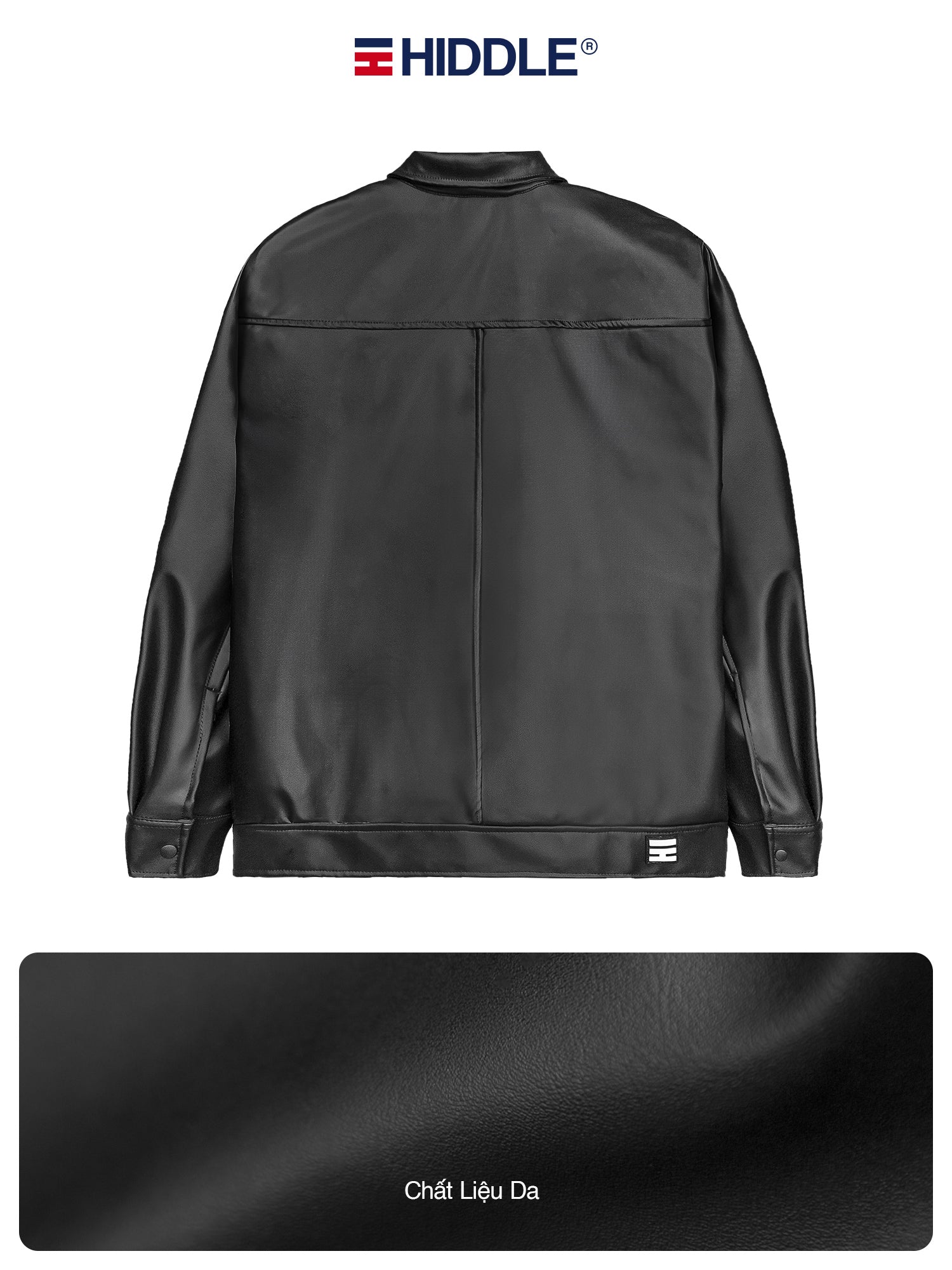 Black jacket with Hiddle logo on a white background