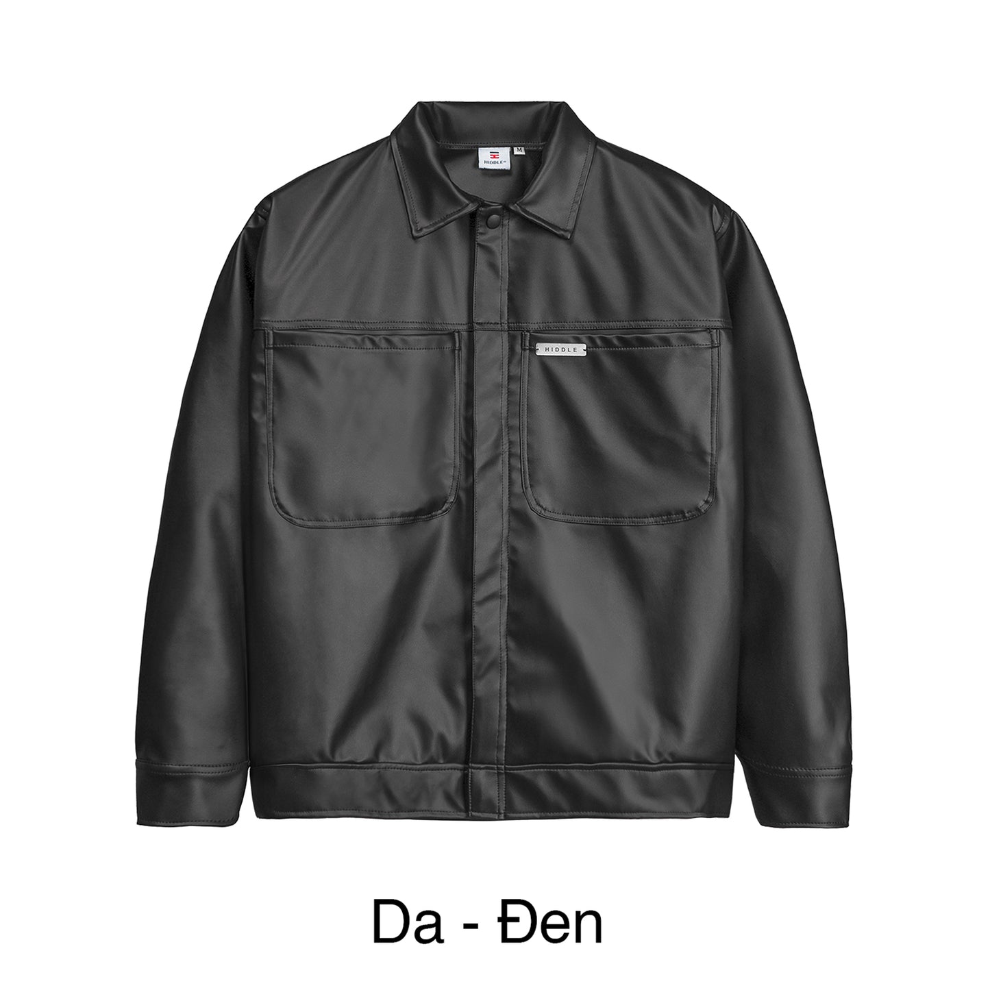 Black jacket with two front pockets on a white background