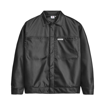 Black jacket with two front pockets on a white background