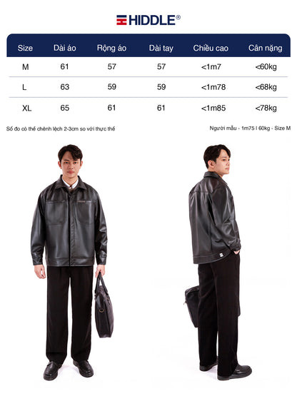 Hiddle jacket size chart with two models wearing the jacket.