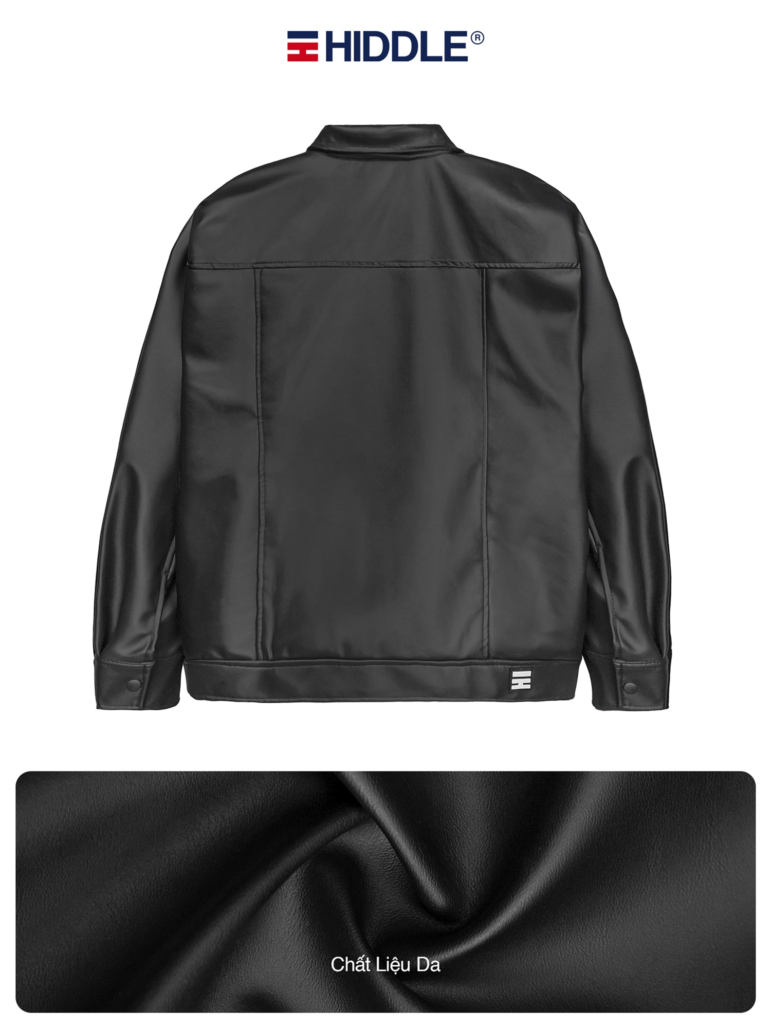 Black jacket with Hiddle logo on a white background