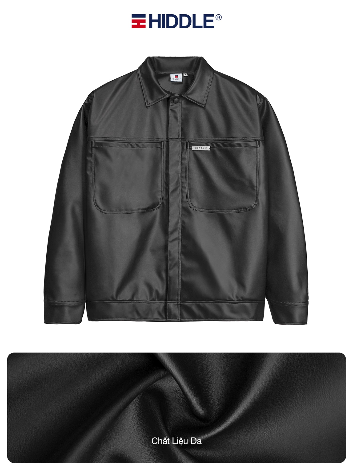 Black jacket with Hiddle logo on a white background
