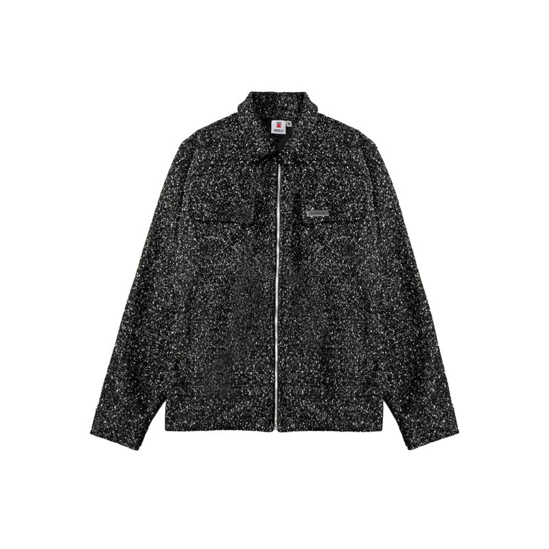 Black speckled jacket on a white background