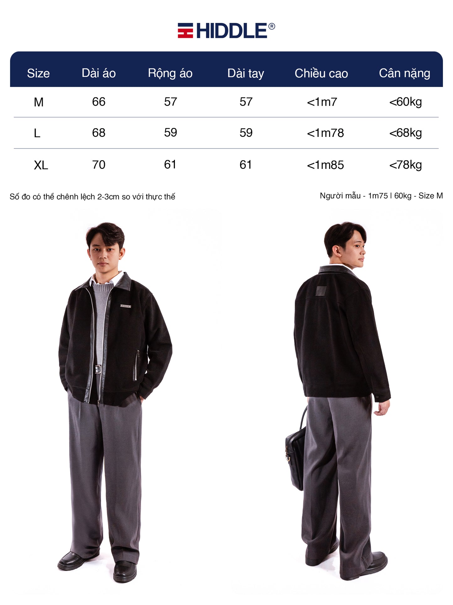 HIDDLE Men’s Premium Wool Coat with Leather Accents