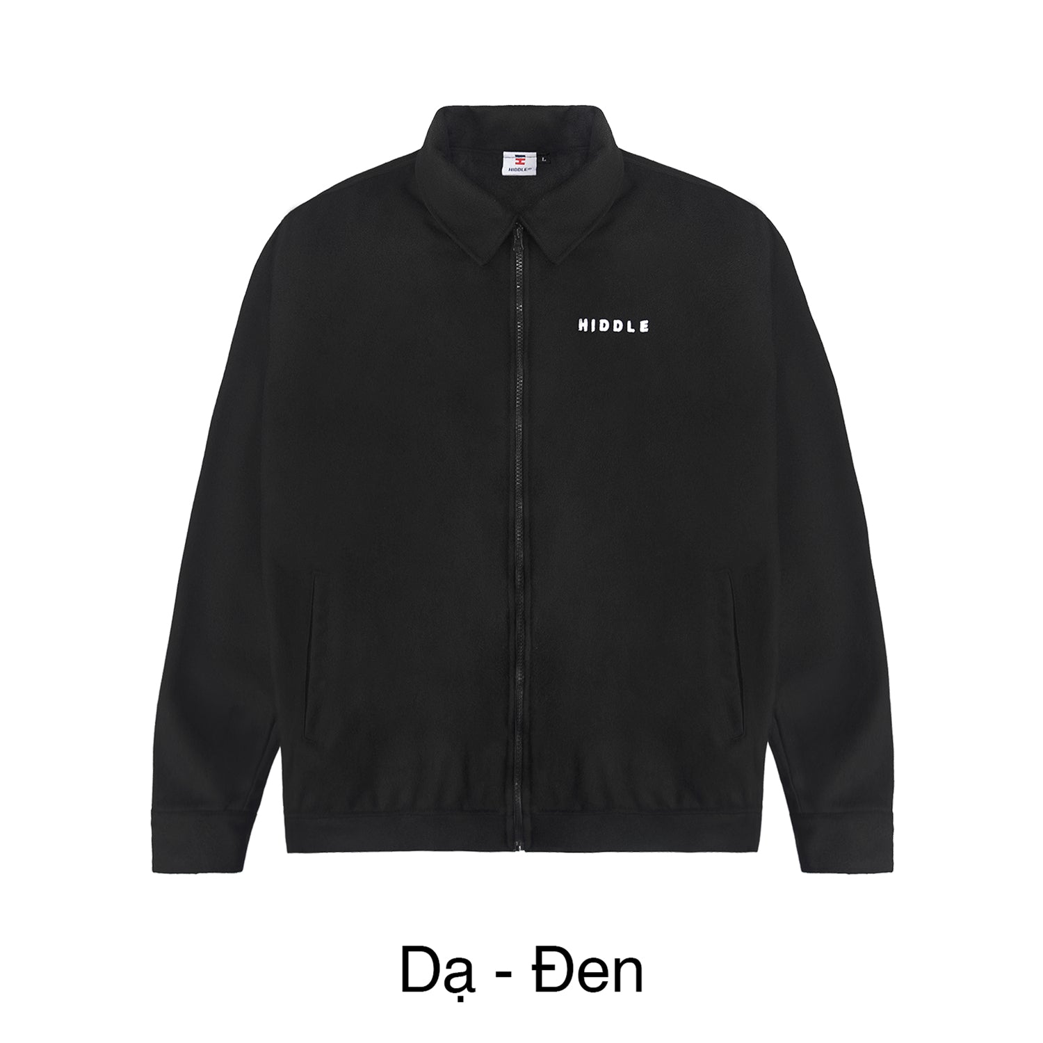 Black jacket with 'MIDDLE' logo on a white background