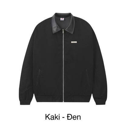 Black jacket with gray collar on a white background