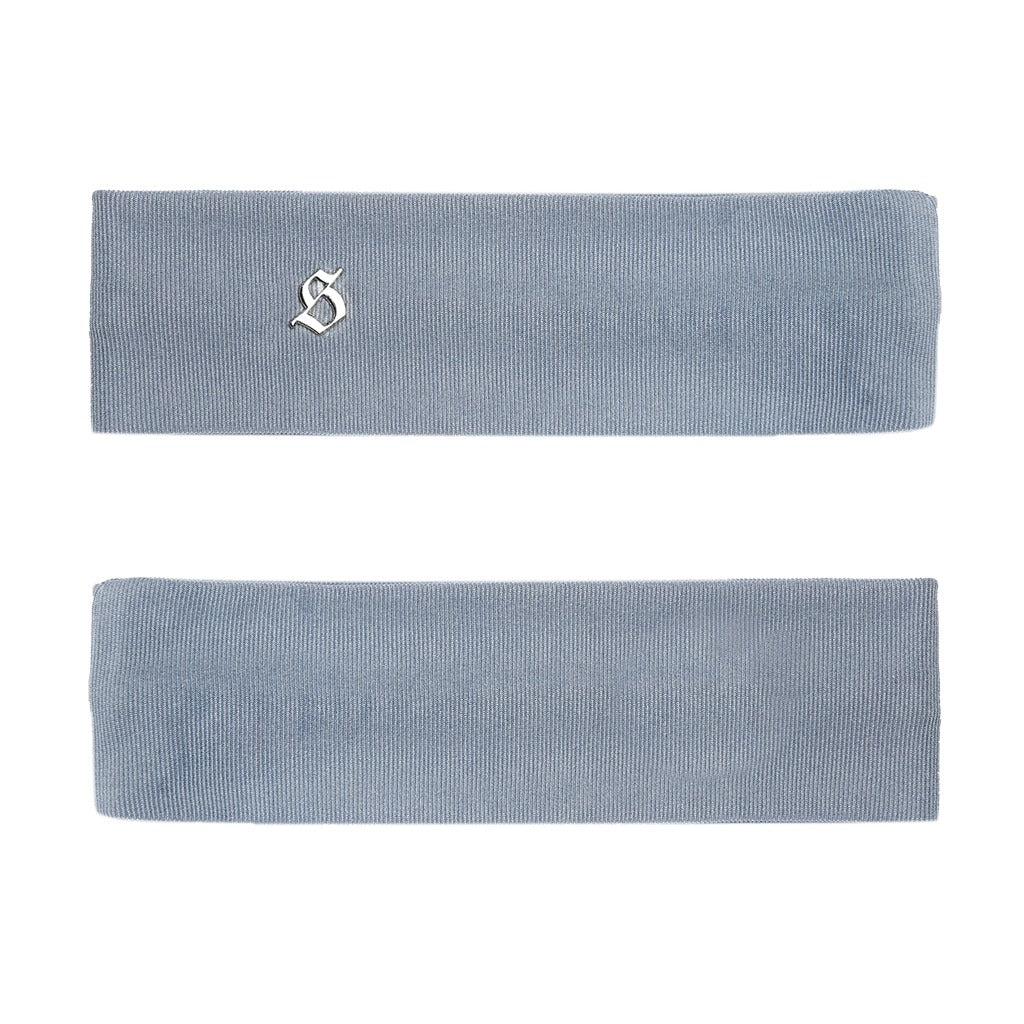 Two blue headbands with a logo on a white background