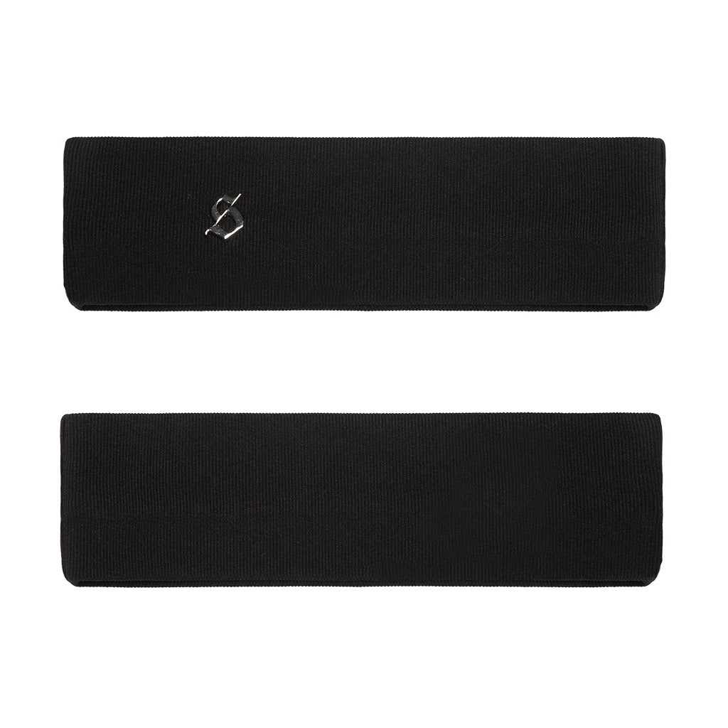 Two black headbands with a logo on a white background
