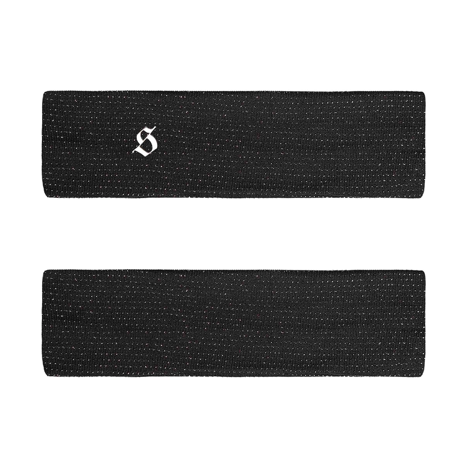 Two black headbands with a logo on a white background