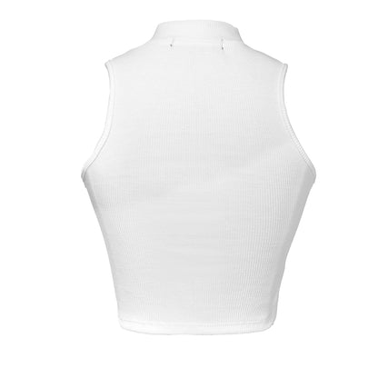White ribbed tank top on a white background