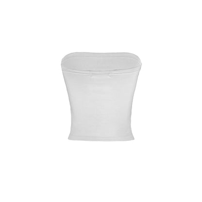 White strapless top on a white background