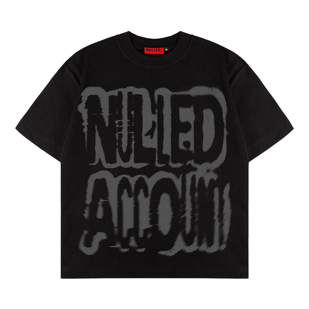 Black t-shirt with 'NEEDED AGAIN' text on a white background