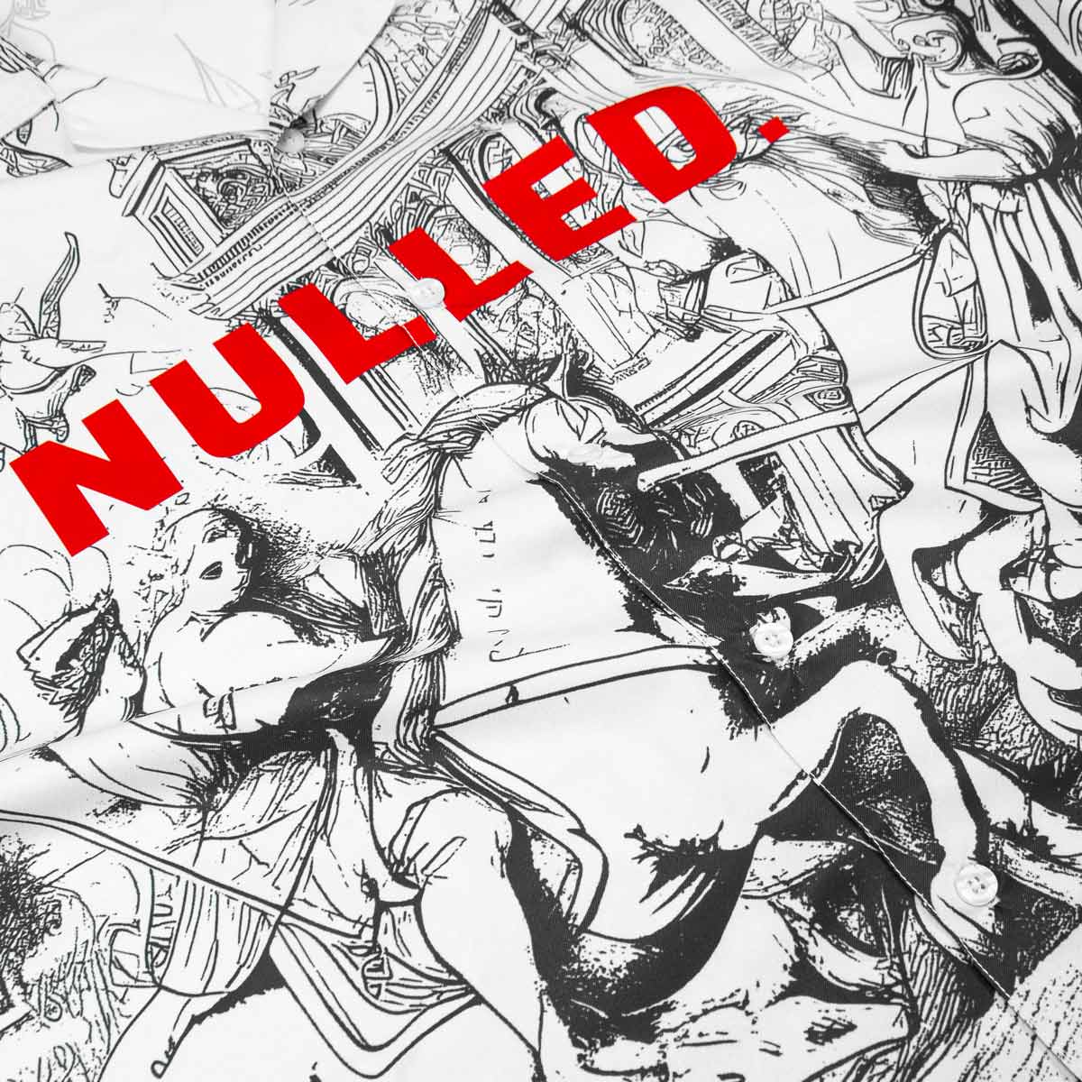 Black and white illustration with 'NULLED' text overlay