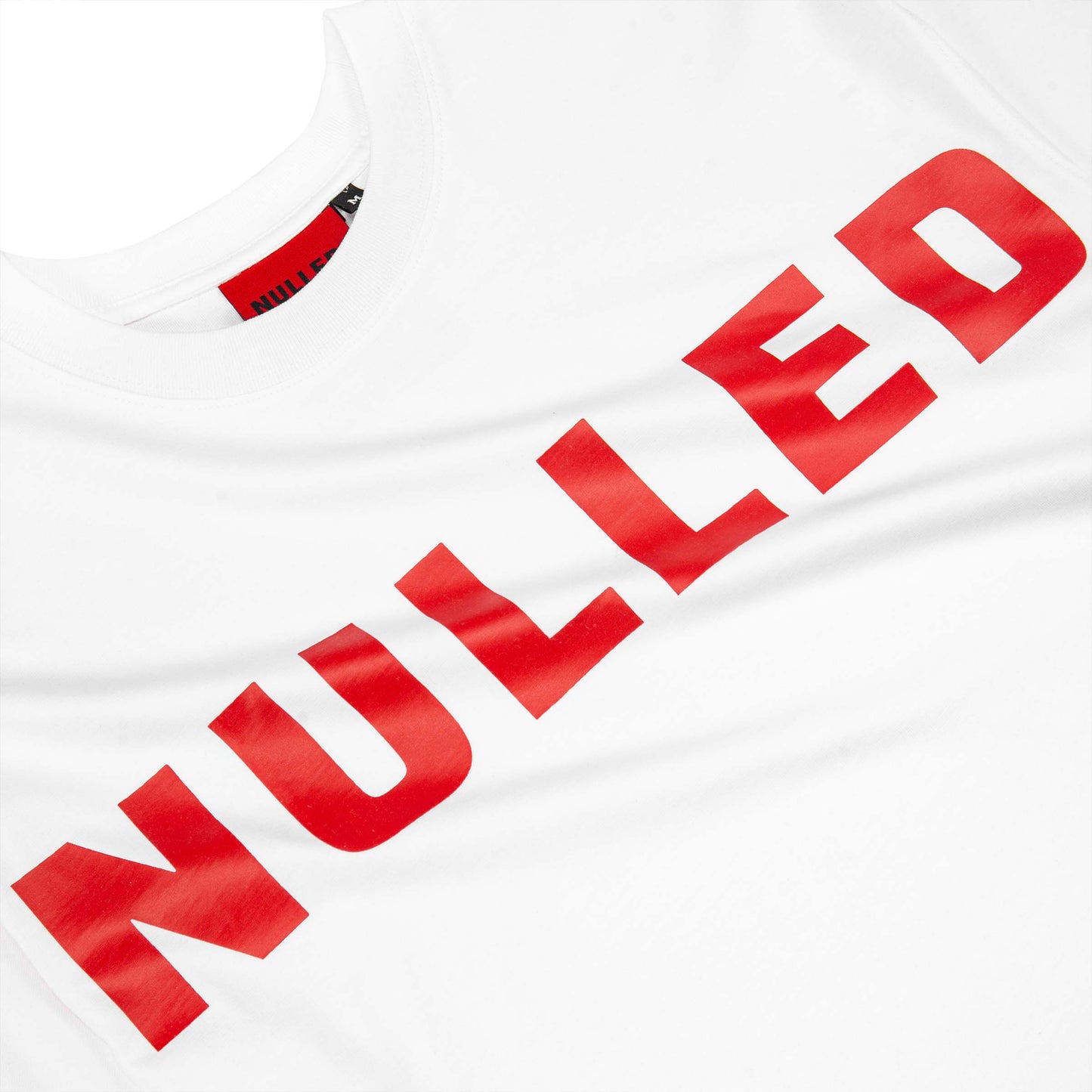 White shirt with red 'NULLED' text on a white background