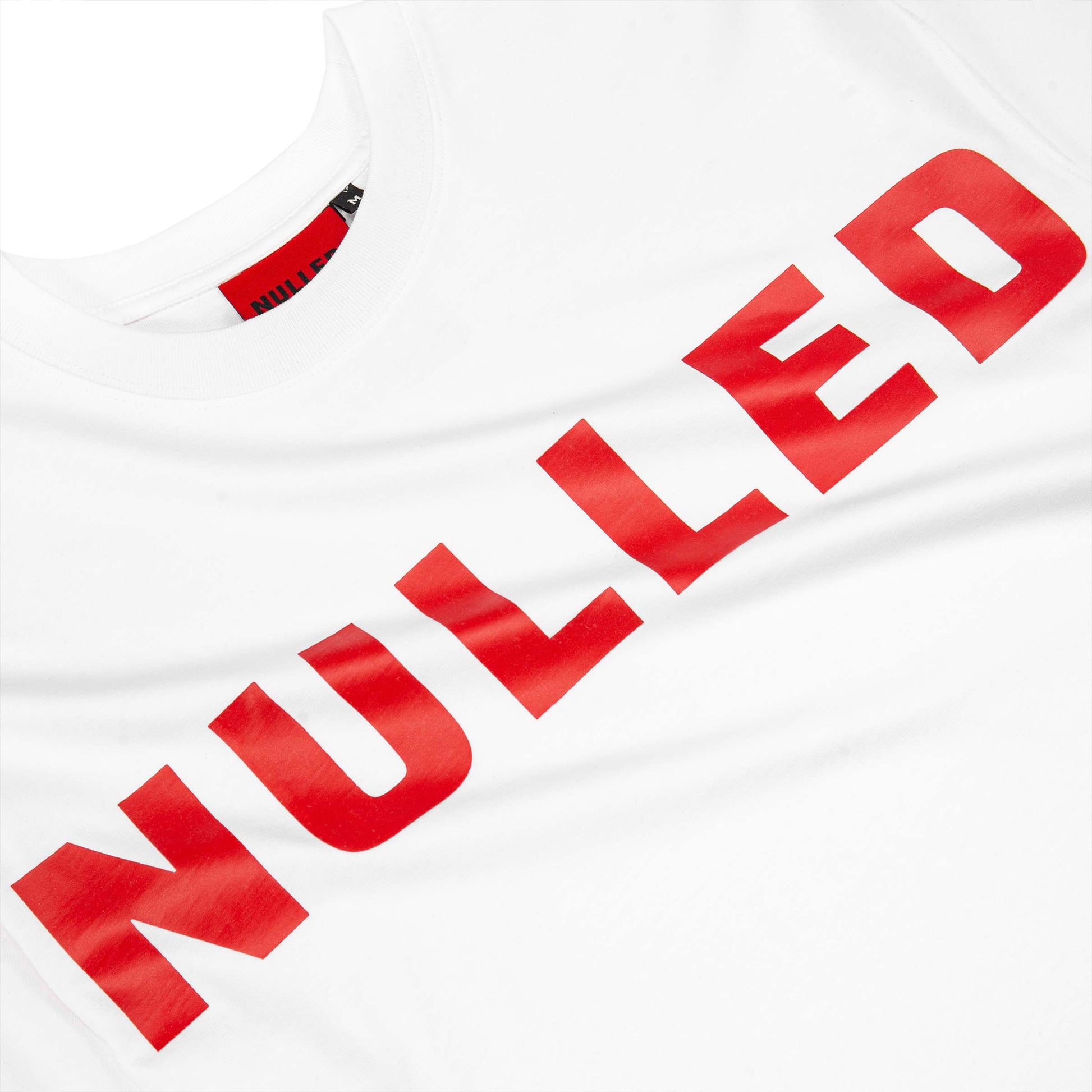 White shirt with red 'NULLED' text on a white background