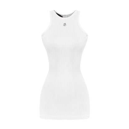 White ribbed tank top on a white background
