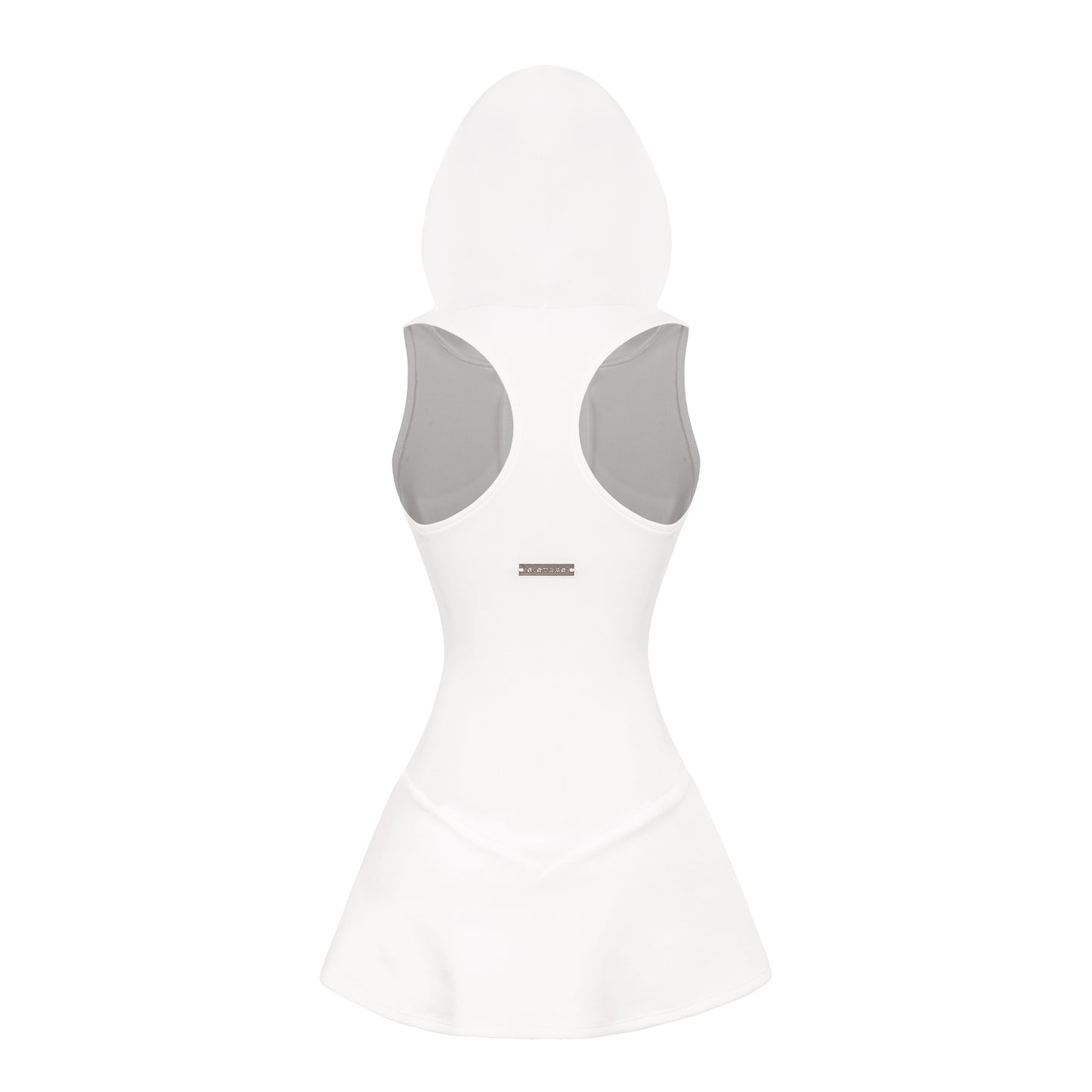 White swimsuit with gray accents on a white background