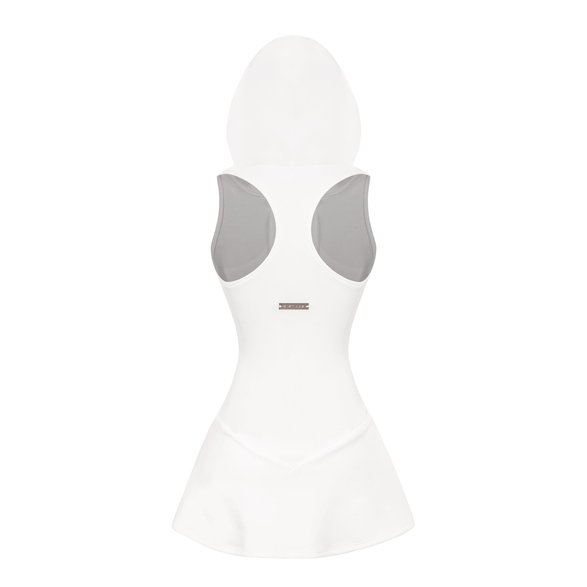White swimsuit with gray accents on a white background