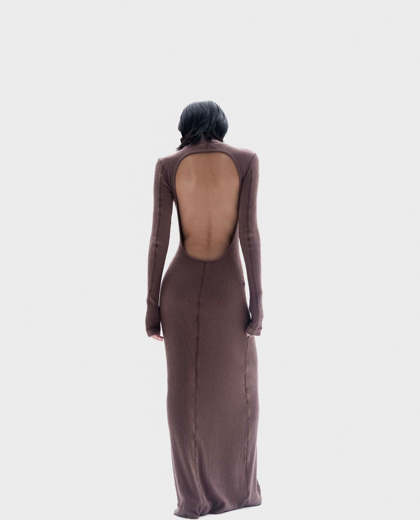 Backless Ribbed Maxi Dress