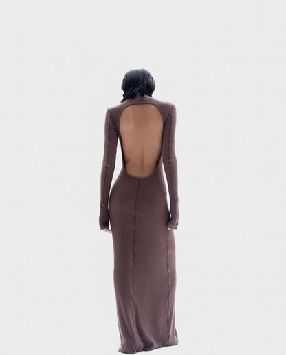Backless Ribbed Maxi Dress
