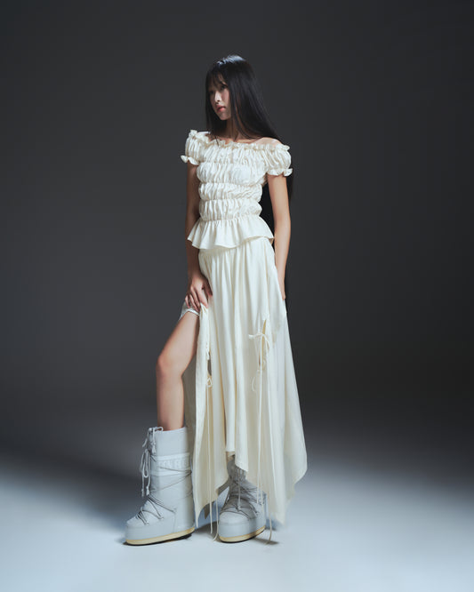 High-waisted ivory midi skirt – Bunnyhill Concept
