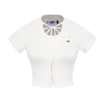 White blouse with a decorative collar on a white background