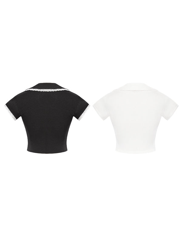 Black and white crop top on a white background
