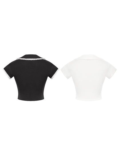Black and white crop top on a white background