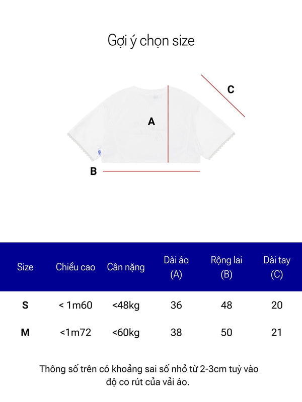 Size chart for clothing with measurements in centimeters and kilograms