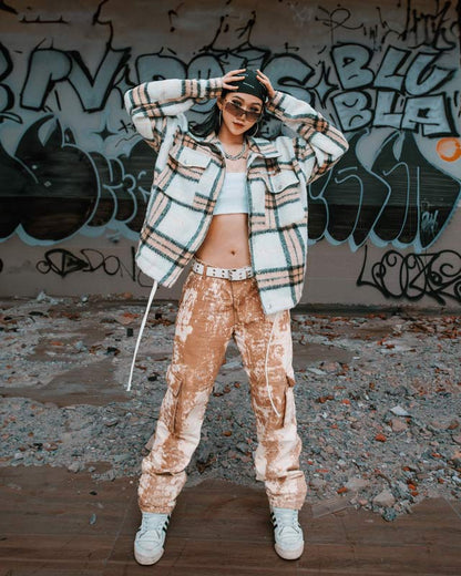 Flannel Button-Up Boxy Jacket
