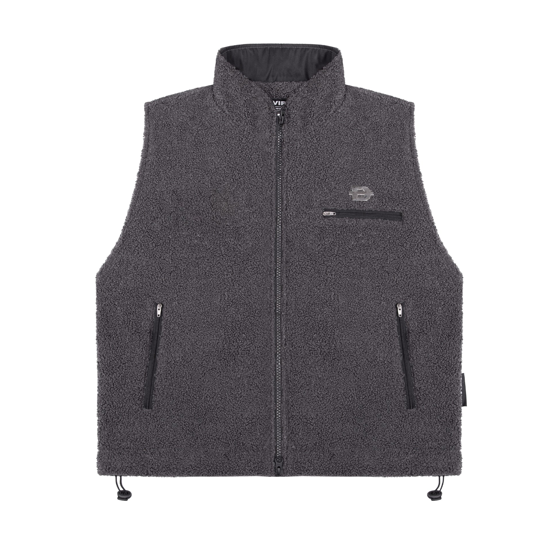 Gray vest with zippers on a white background