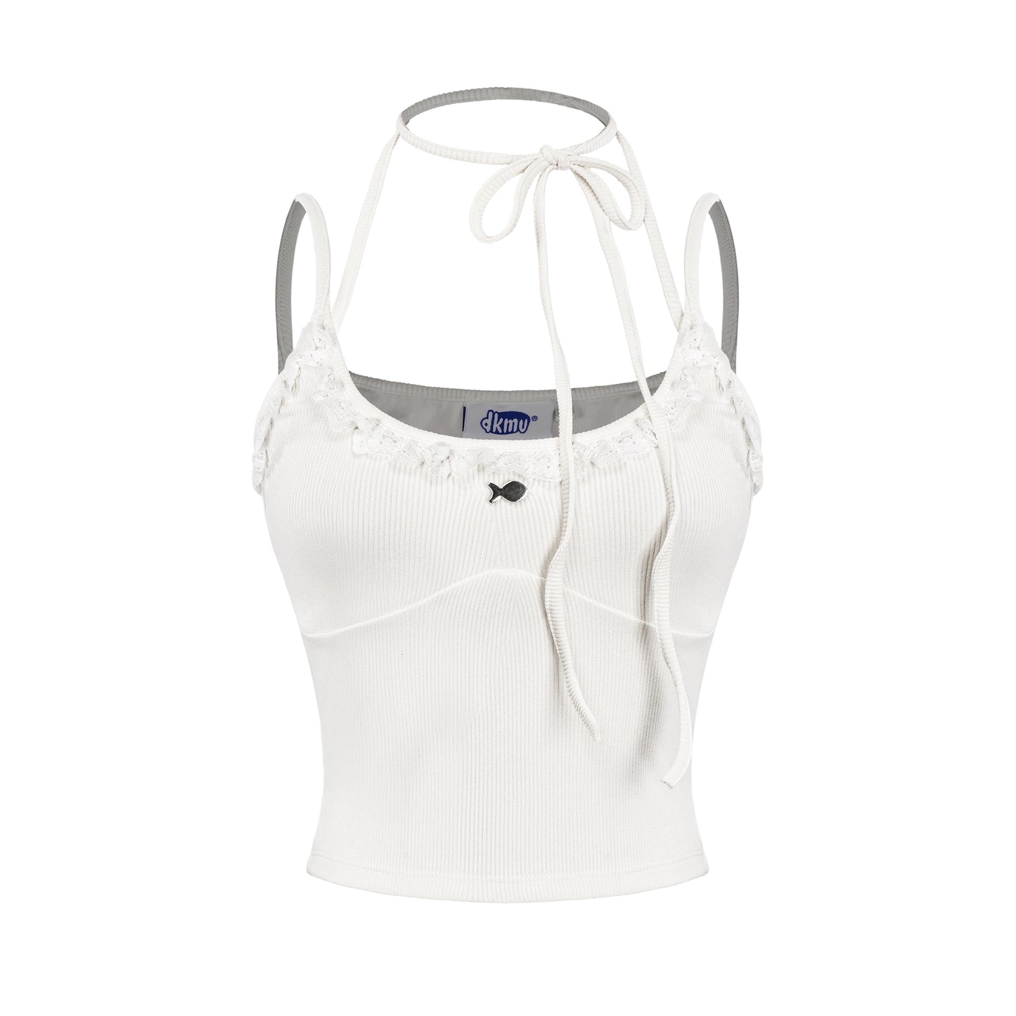 White tank top with thin straps on a white background