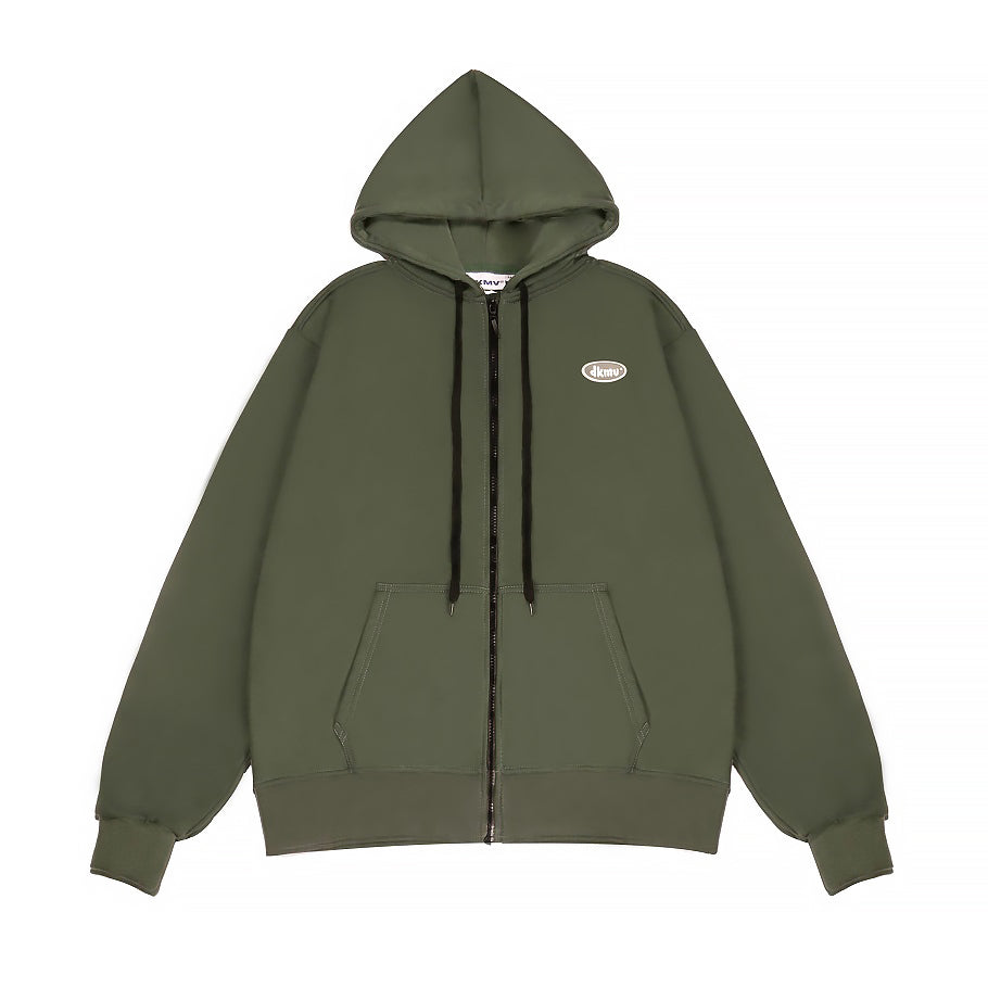 Green hoodie with a brand logo on a white background