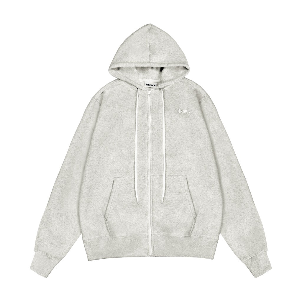 Gray hoodie with brand logo on a white background