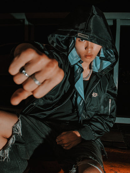 Double Box Hooded Bomber Jacket