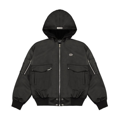 Double Box Hooded Bomber Jacket