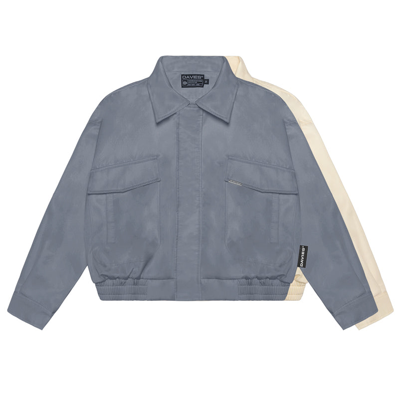 Gray jacket with beige accents on a white background