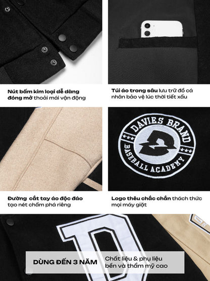 Black jacket with visible brand logo and features highlighted