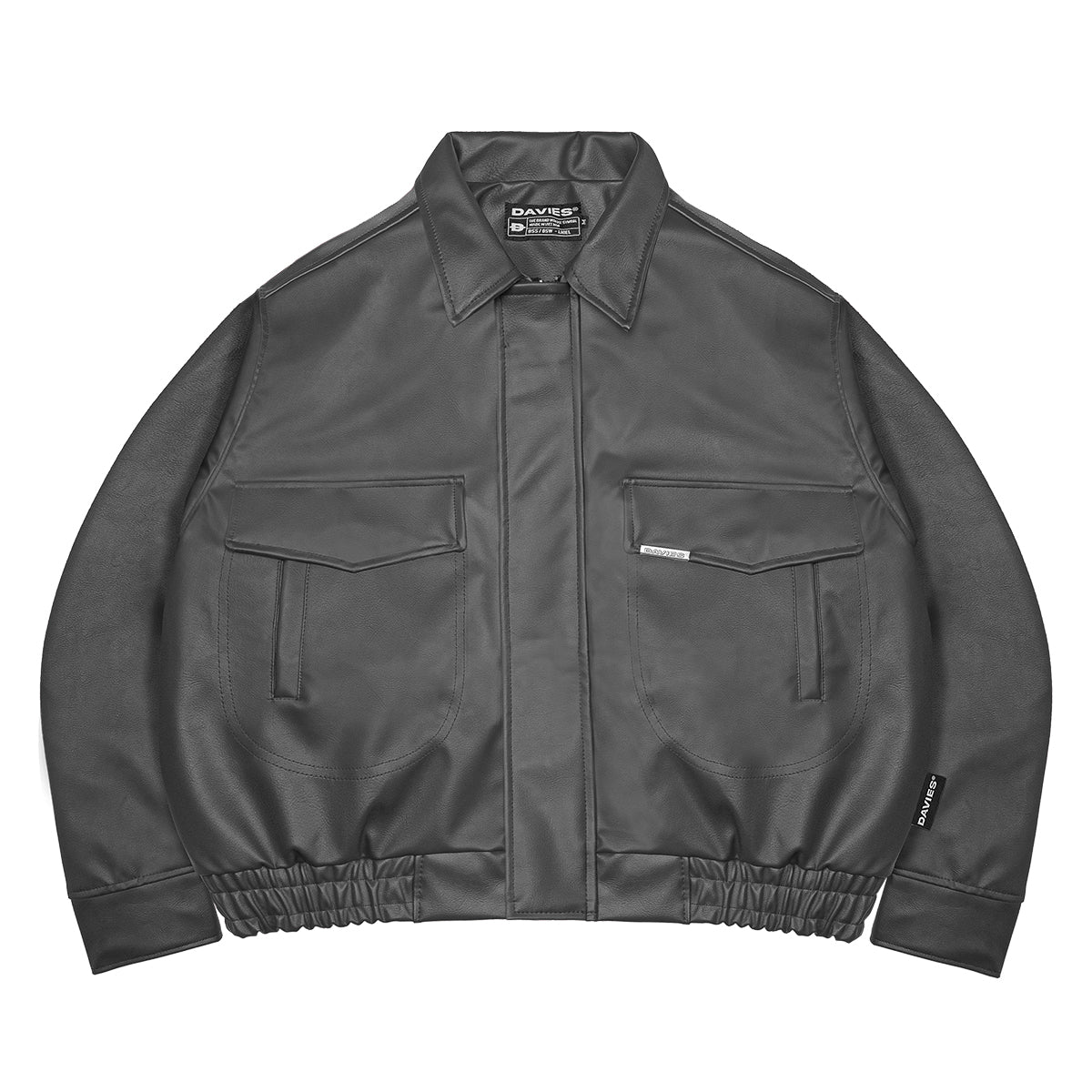 Gray jacket with two front pockets on a white background
