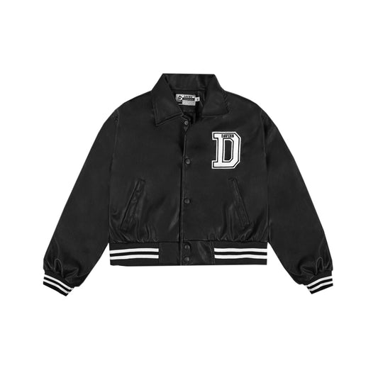 DSS - Cropped Leather Varsity Jacket