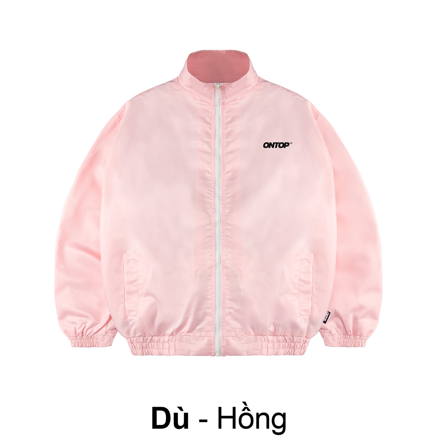 Pink jacket with a brand logo on a white background