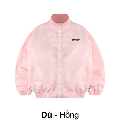 Pink jacket with a brand logo on a white background