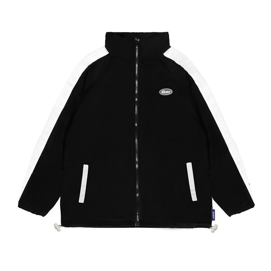 Black jacket with white accents on a white background