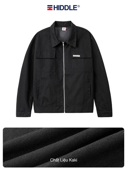 Black jacket with Hiddle logo on a white background
