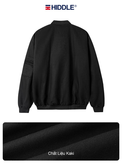 Black jacket with Hiddle logo on a white background