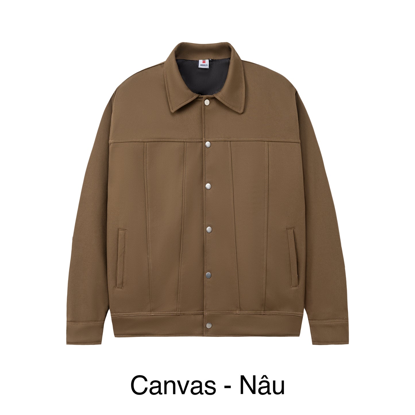 Brown jacket on a white background with 'Canvas - Nâu' text at the bottom.