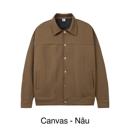 Brown jacket on a white background with 'Canvas - Nâu' text at the bottom.