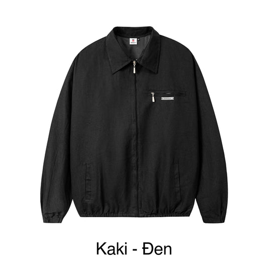 Black jacket on a white background with 'Kaki - Đen' text at the bottom.